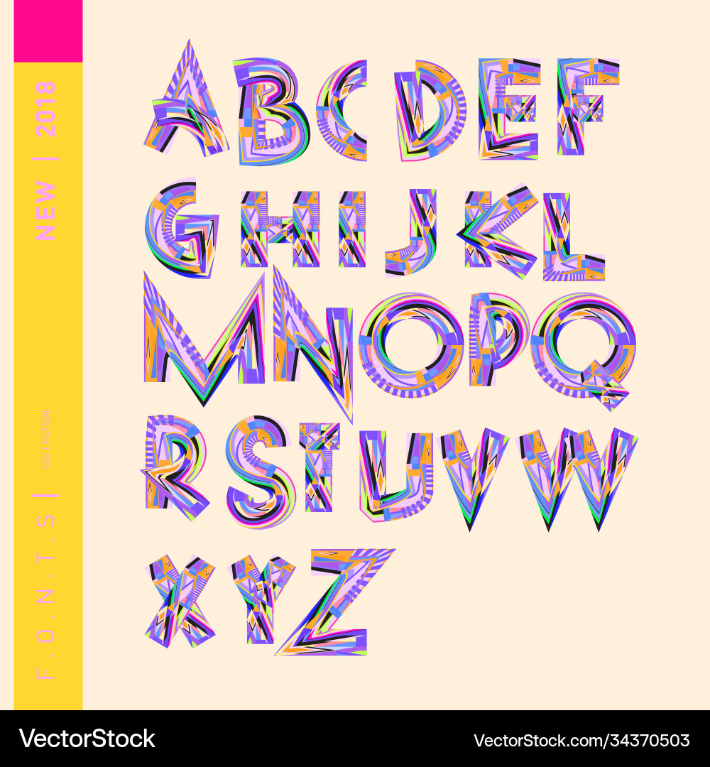 Abstract colorful font and alphabet Abstract colorful font and alphabet Vector Image