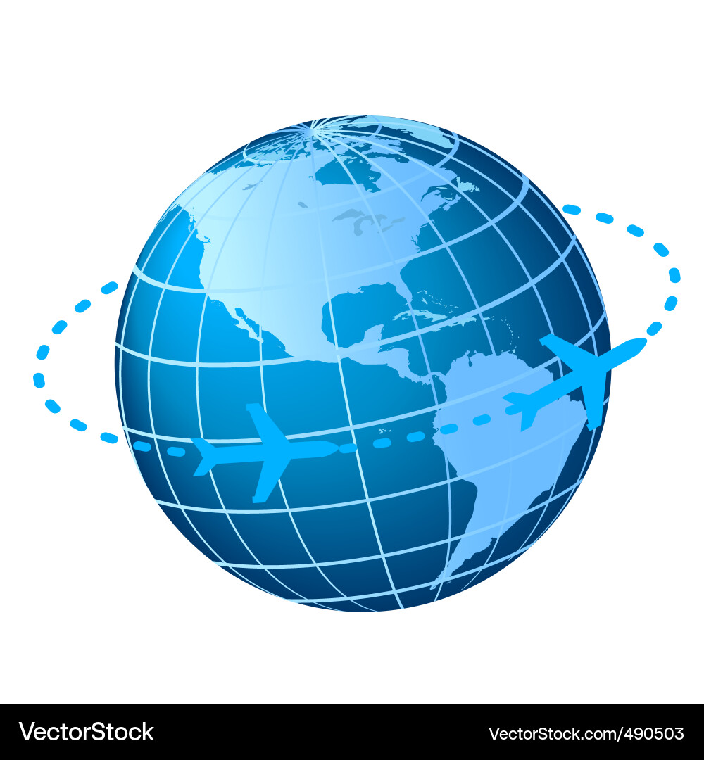 Airplane Flying Around the World vector image