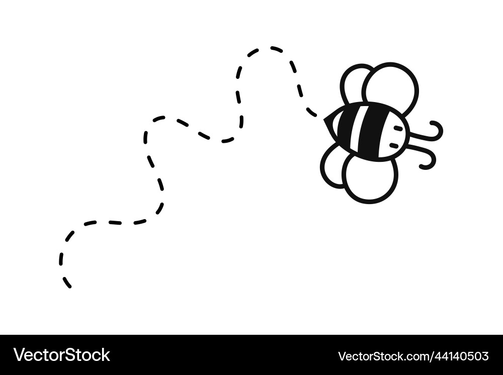 Bee flying path a in dotted line Bee flying path a in dotted line Vector Image