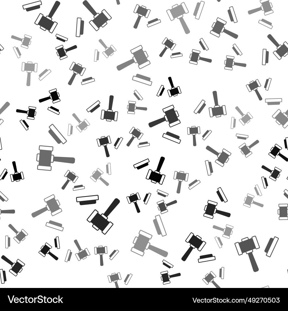 Black judge gavel icon isolated seamless pattern Black judge gavel icon isolated seamless pattern Vector Image