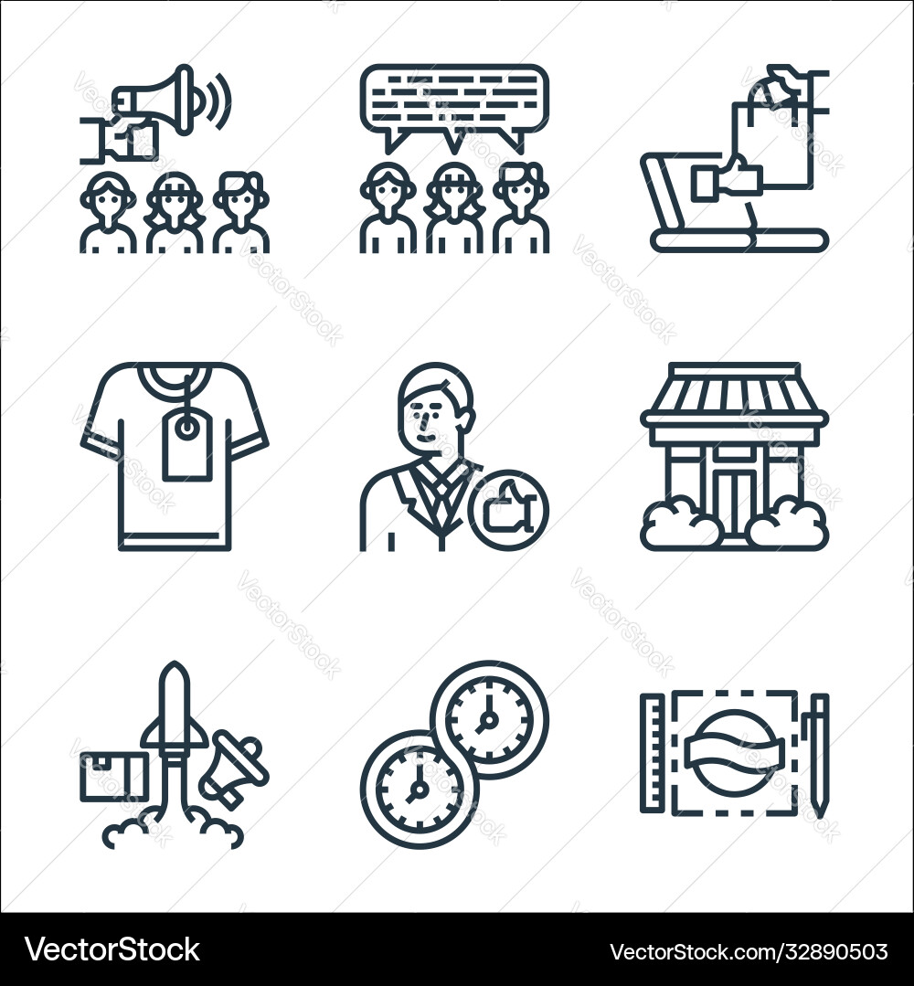 Branding line icons linear set quality Vector Image