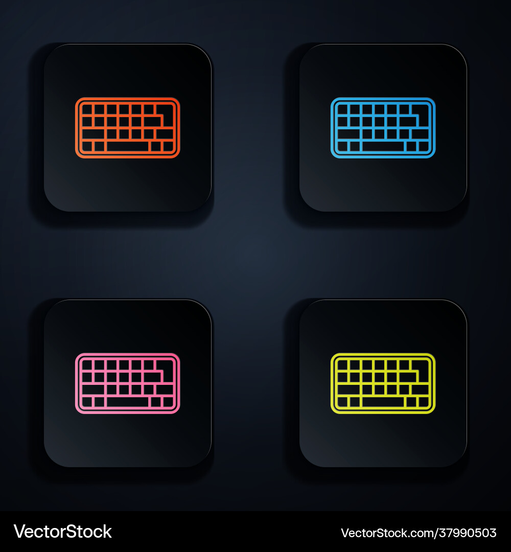 Color neon line computer keyboard icon isolated Color neon line computer keyboard icon isolated vector image