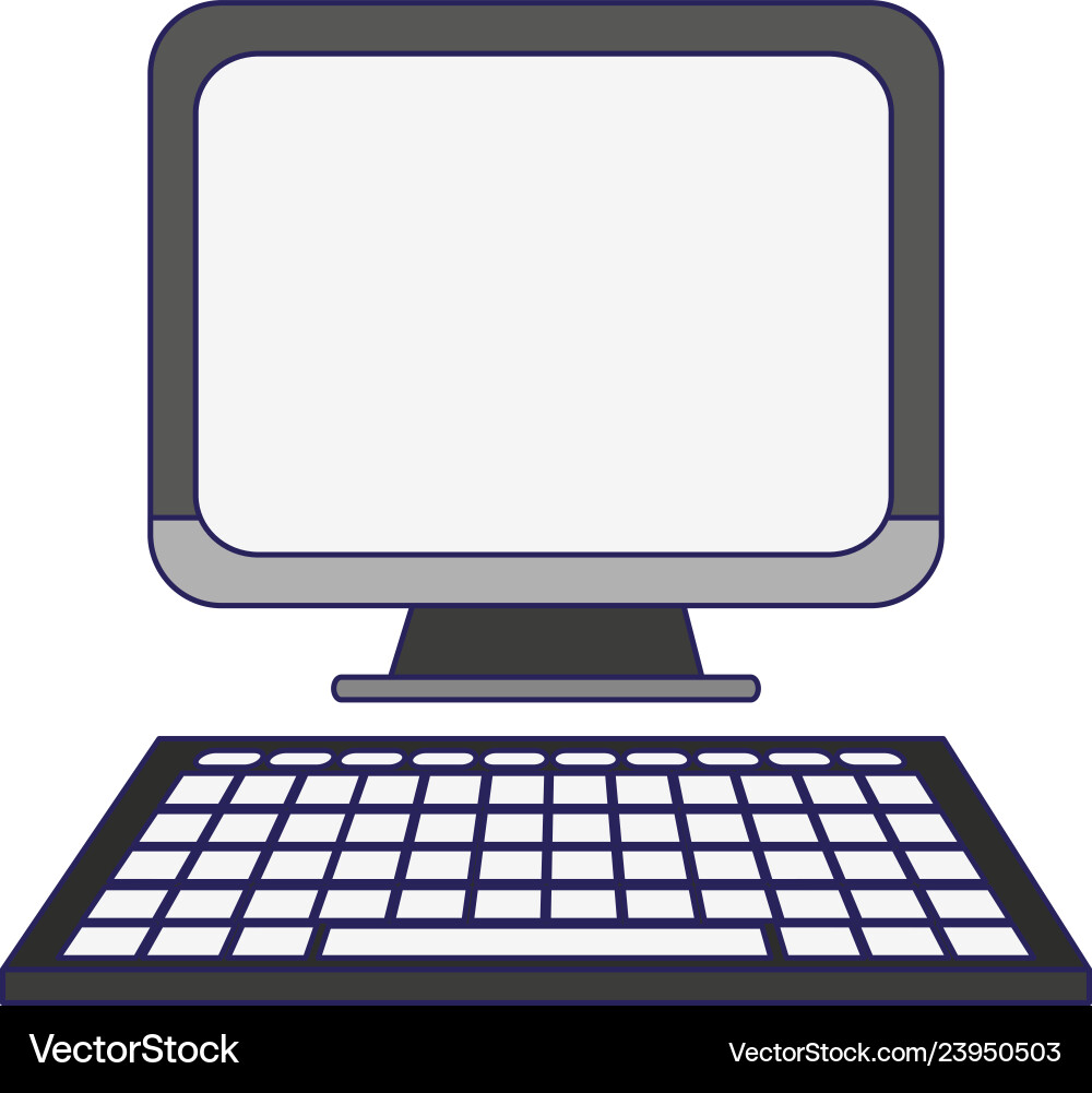 Computer screen and keyboard blue lines Computer screen and keyboard blue lines vector image