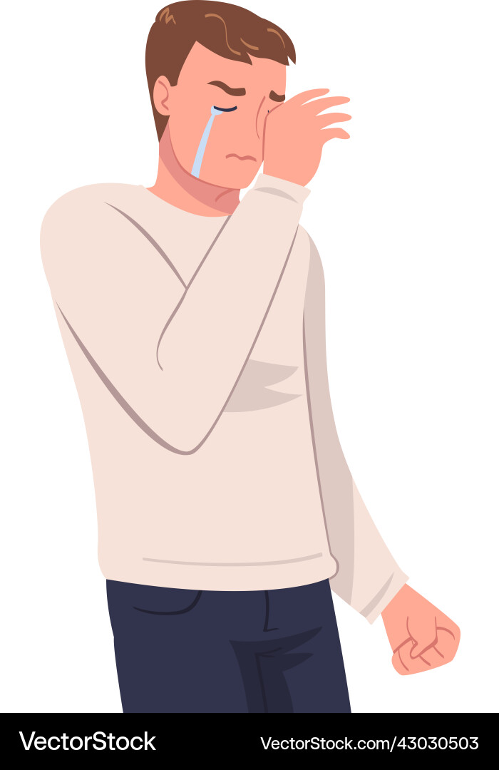 Crying man character weeping and sobbing from Crying man character weeping and sobbing from vector image