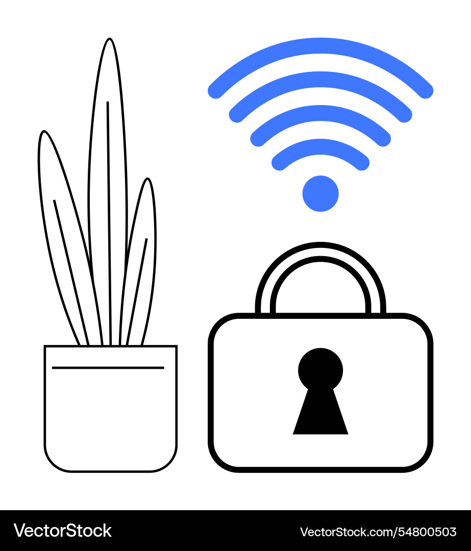 Cybersecurity concept with lock wireless signal Cybersecurity concept with lock wireless signal Vector Image