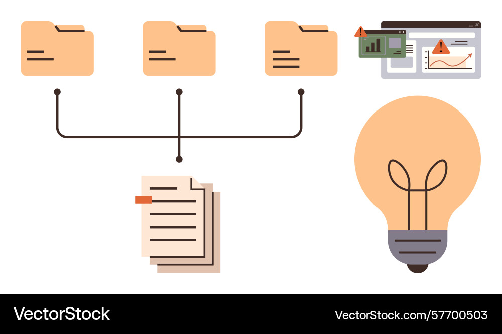 Data management system with folders files Data management system with folders files vector image