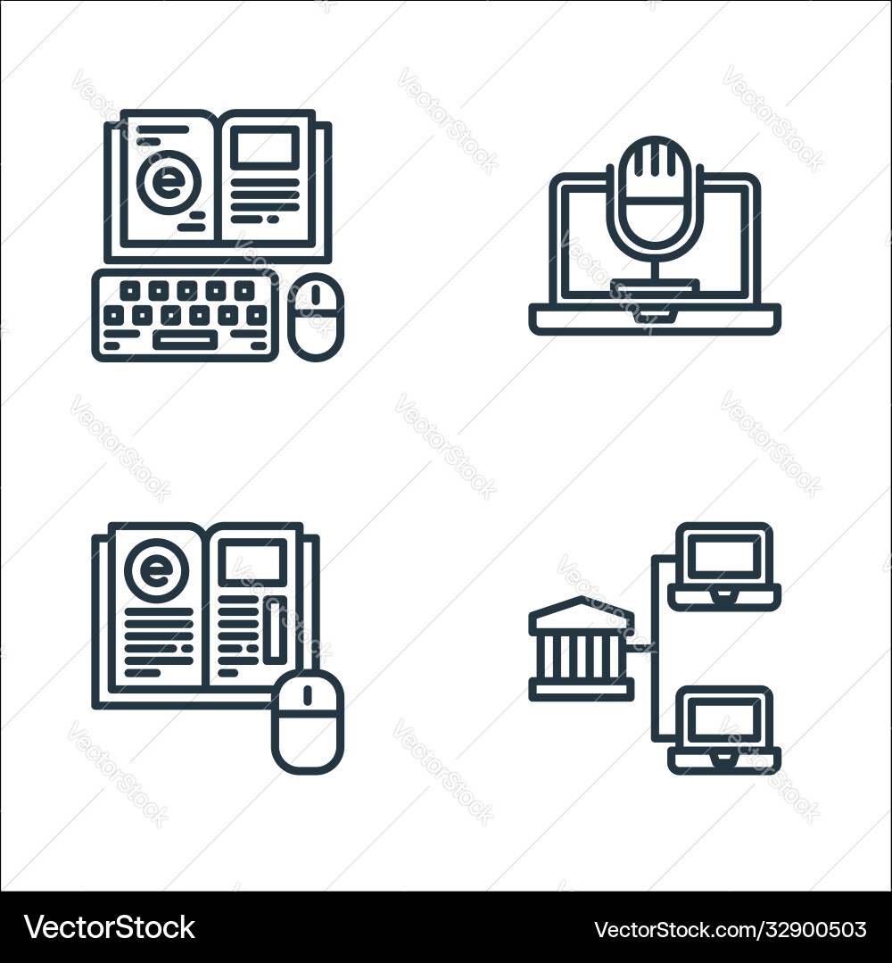 Elearning line icons linear set quality Elearning line icons linear set quality vector image