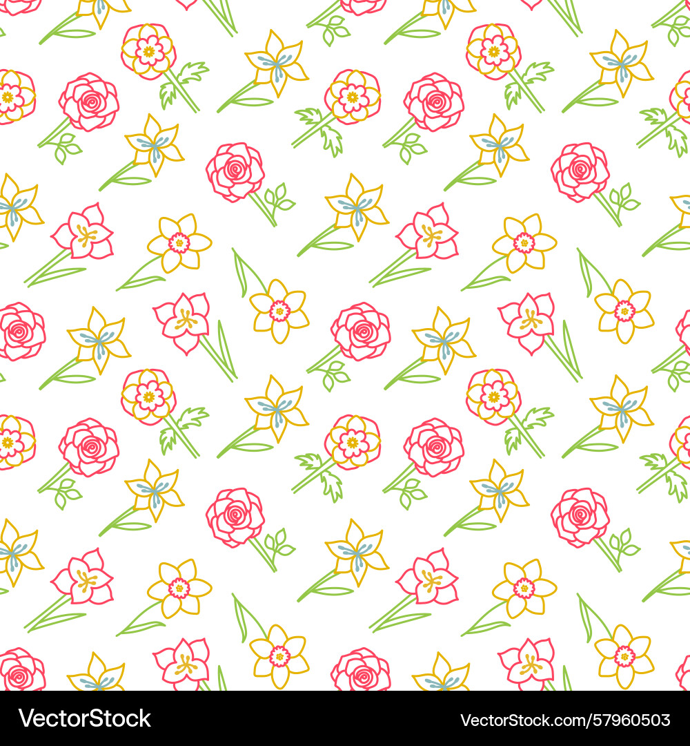 Floral Flower Pattern - Delicate Sketch – Royalty-Free Vector | VectorStock