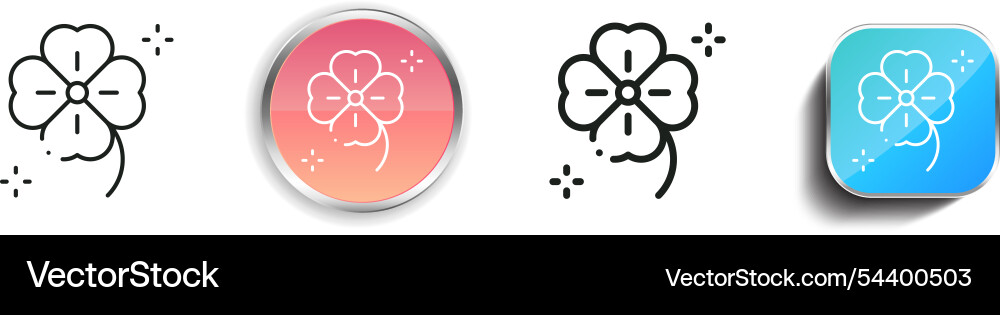 Four leaf icon thin linear regular and button vector image
