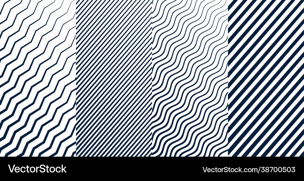 Geometric lines zigzag wavy pattern set four vector image