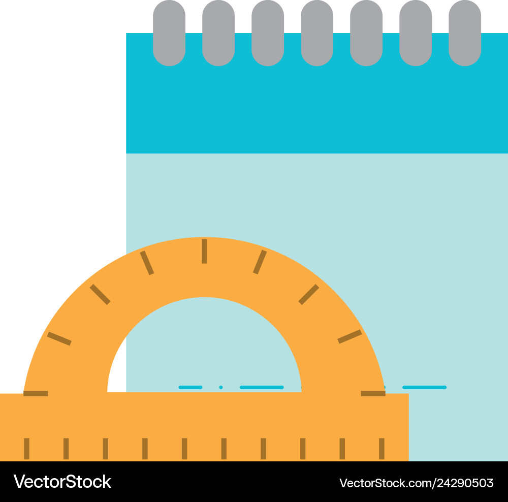 Graphic design notepad and protractor measure tool Vector Image