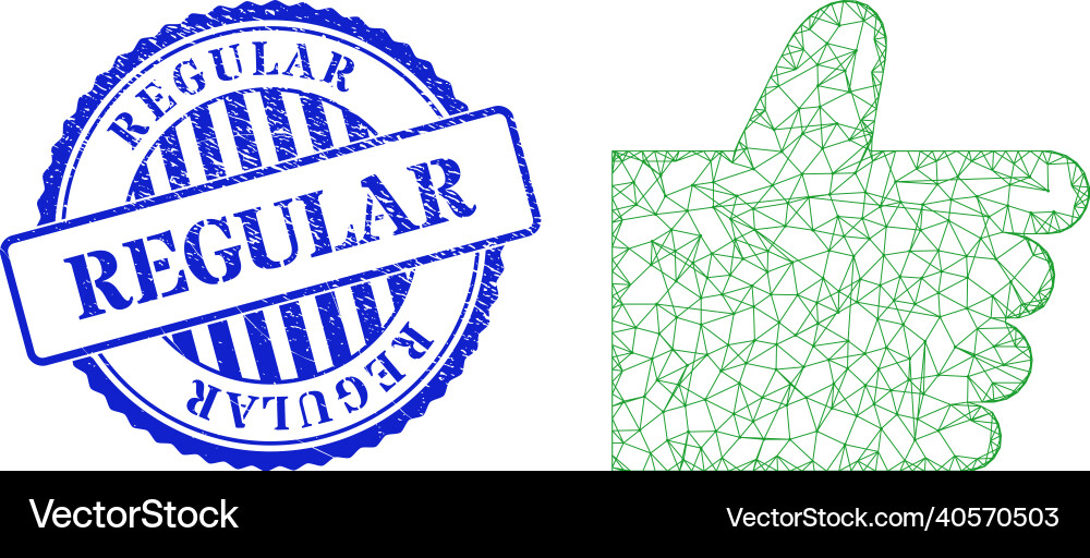 Grunge regular seal and net thumb up web mesh Grunge regular seal and net thumb up web mesh vector image