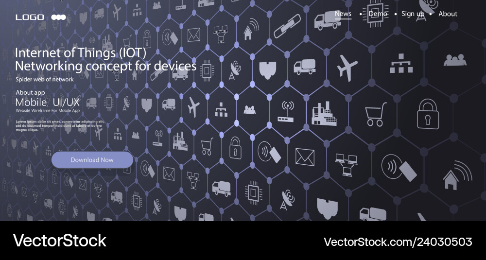 IoT Networking und Connected Devices Vektorbild