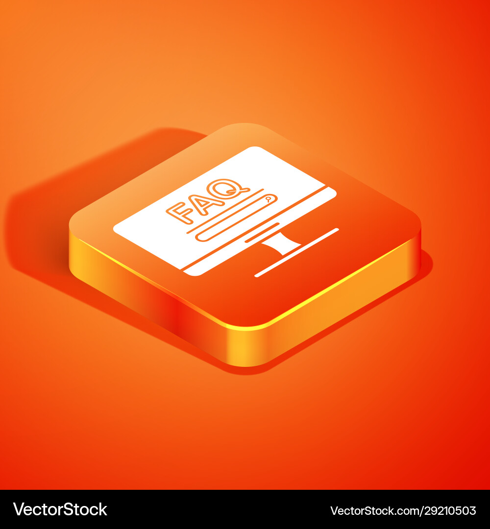 Isometric computer monitor with text faq Isometric computer monitor with text faq Vector Image