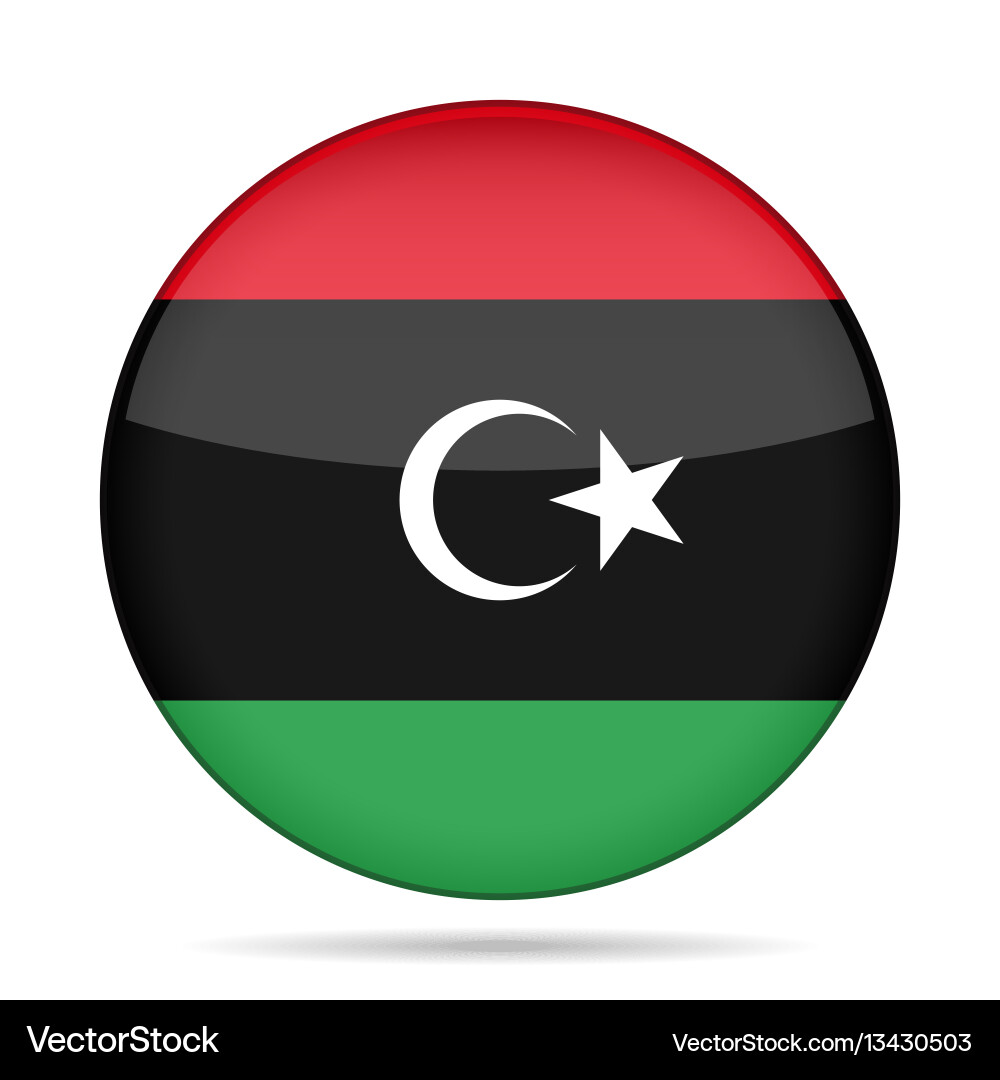 Libyan Flag Button - Shiny vector image