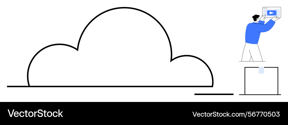 Man uploading data to cloud server for digital Man uploading data to cloud server for digital vector image