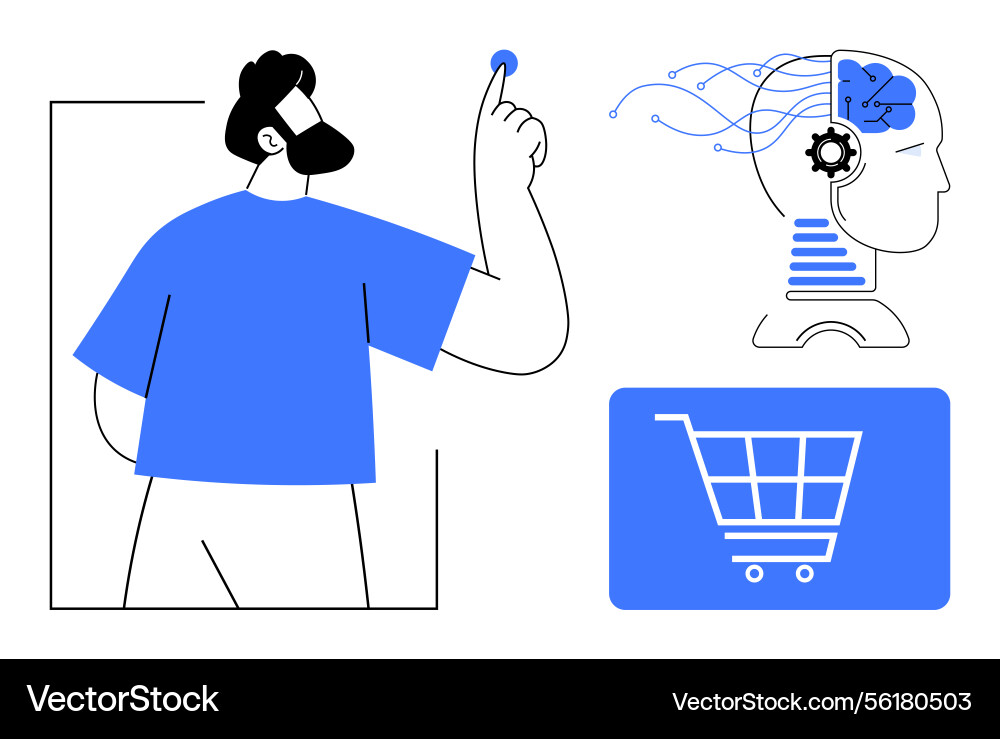 Man uses ai-powered technology for decision-making Vector Image