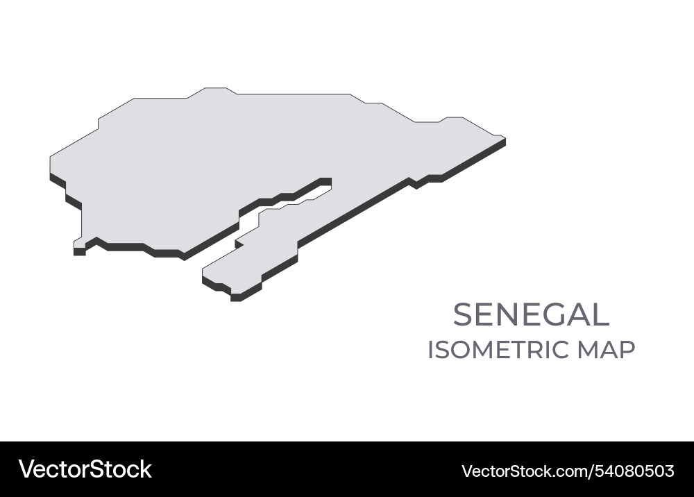 Map of the senegal in simple isometric form vector image