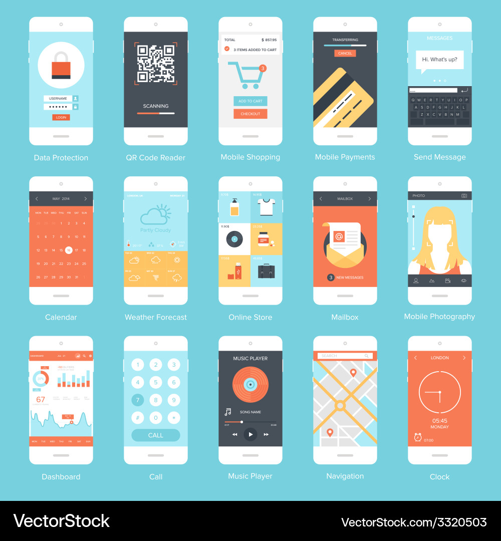 Mobile UI Elements vector image