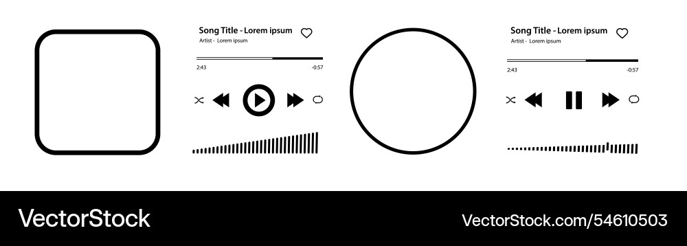 Music player song plaque with buttons loading bar vector image