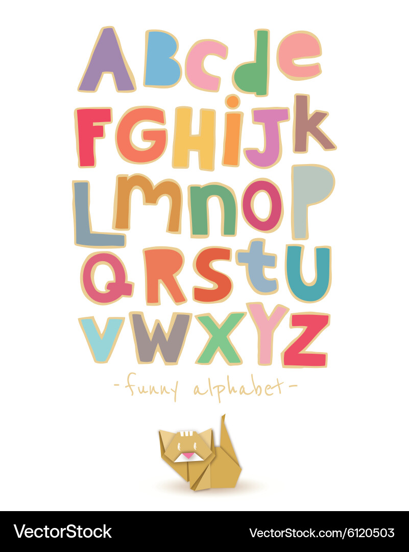 Origami Paper Alphabet with Cat Vector Image