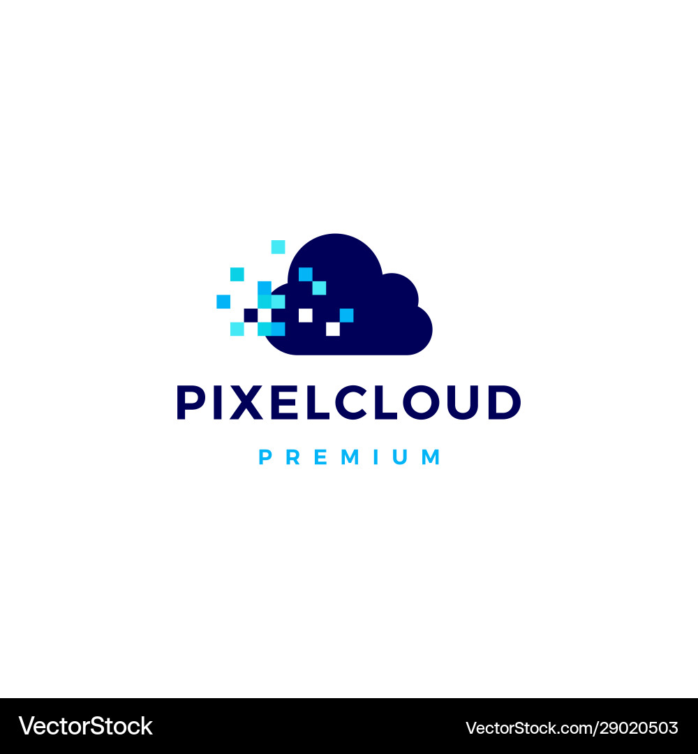 Pixel cloud digital logo icon Royalty Free Vector Image