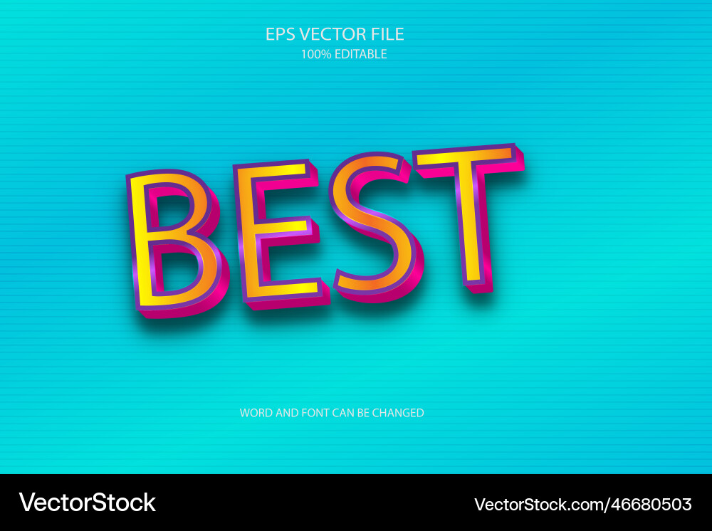 Realistic best 3d editable text style effect vector image