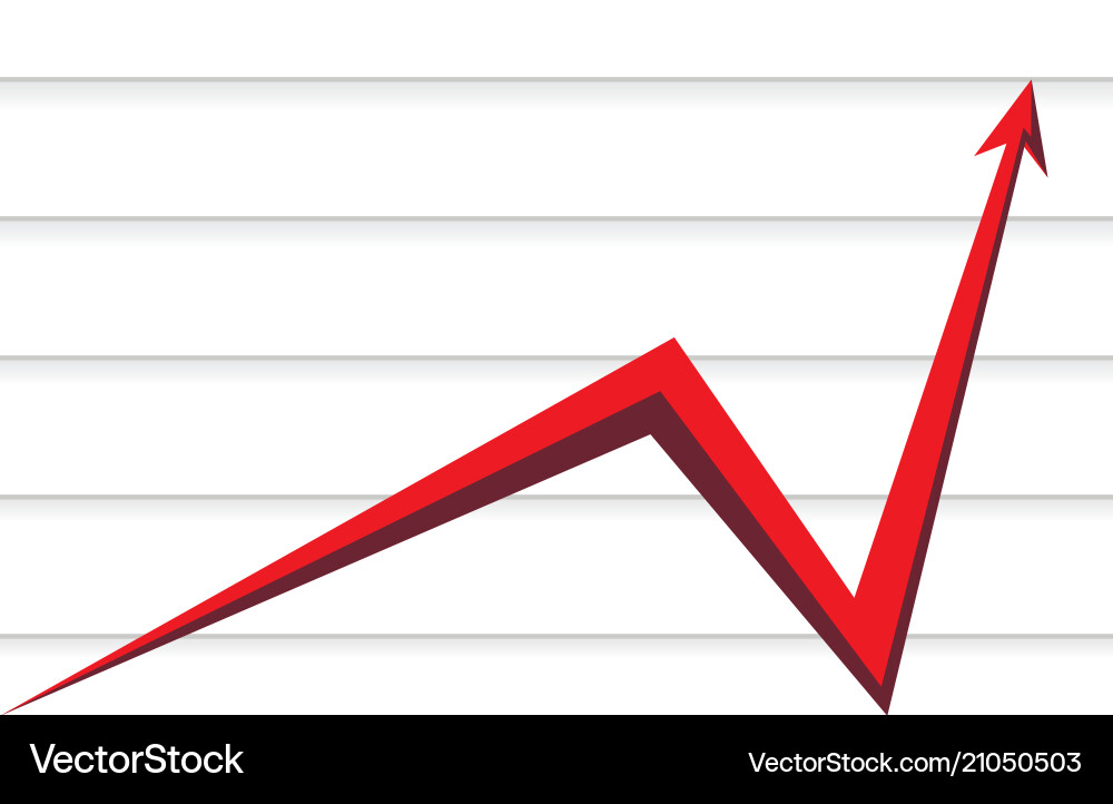 Red arrow on the background of lines Vector Image