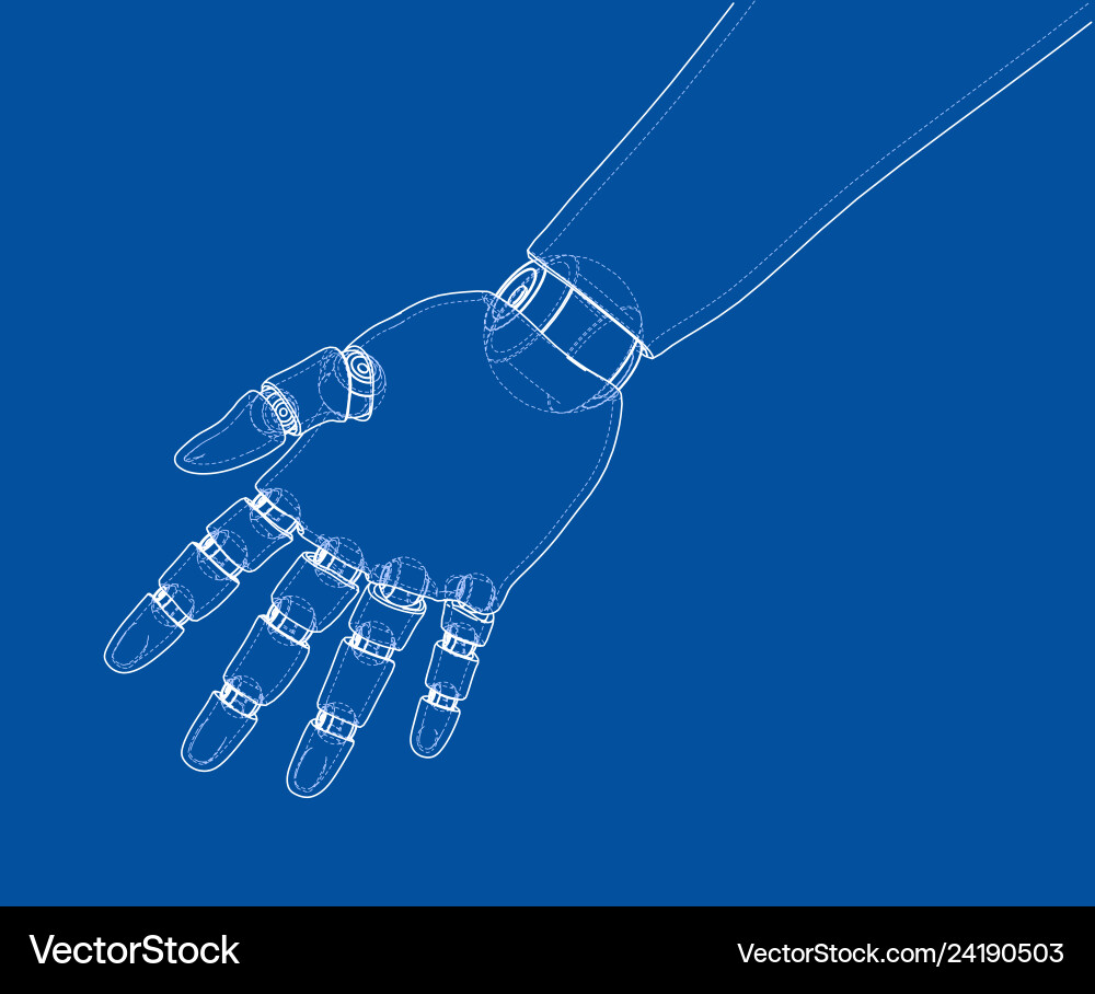 Robot hand outline rendering of 3d Robot hand outline rendering of 3d vector image