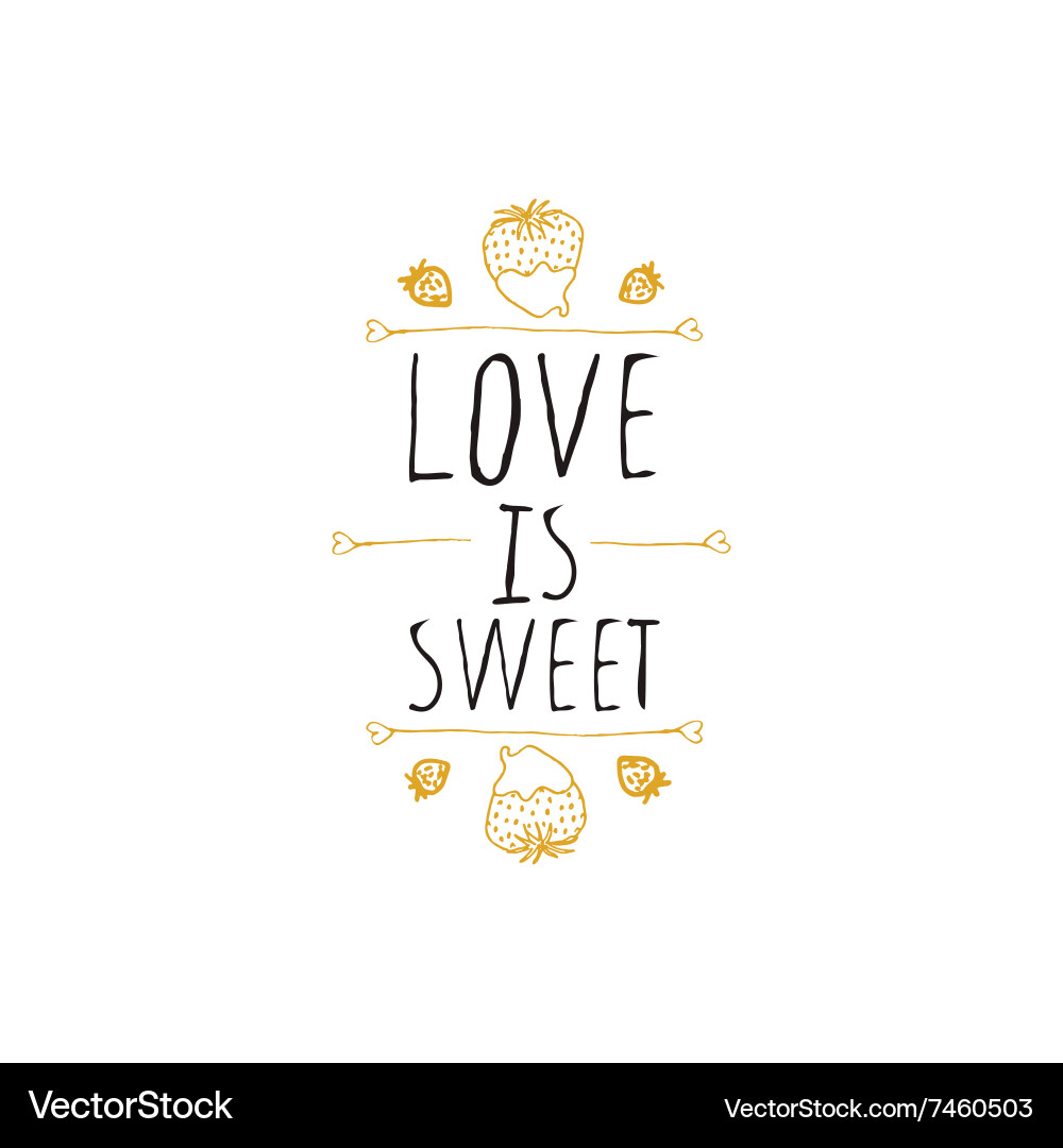 Romantic Strawberry Valentine Badge Vector Image