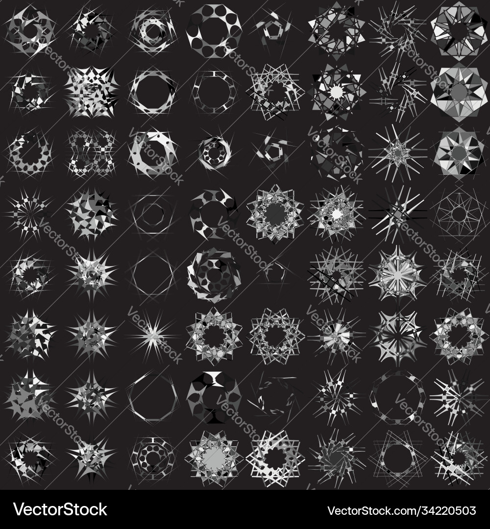 Set different type abstract gem crystal shapes vector image
