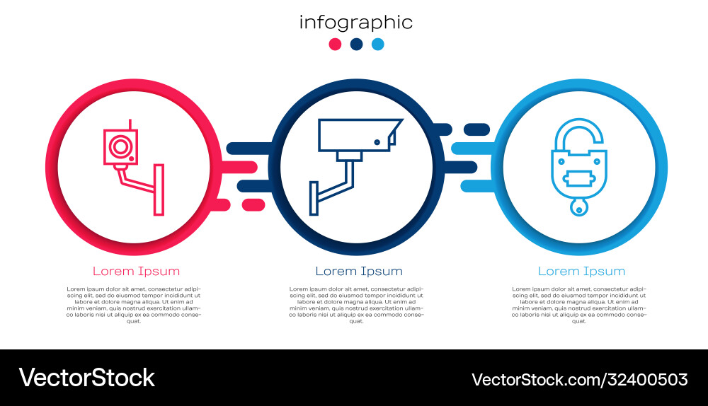 Set line security camera and lock Set line security camera and lock vector image