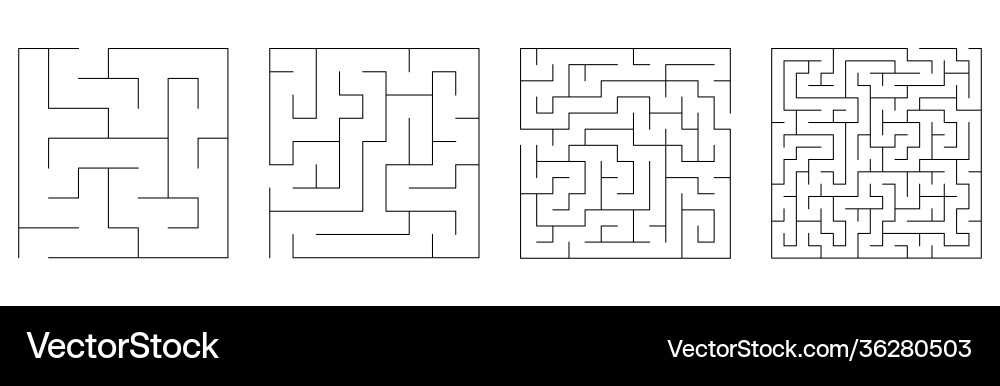 Set of mazes square labyrinth Set of mazes square labyrinth vector image