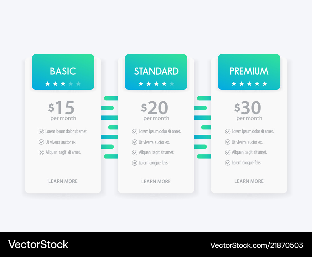Tariff Pricing Boxes - Modern UI vector image