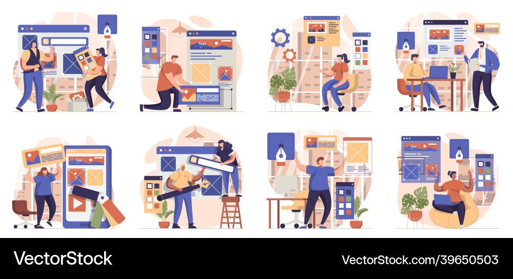 Web design collection of scenes isolated Web design collection of scenes isolated Vector Image