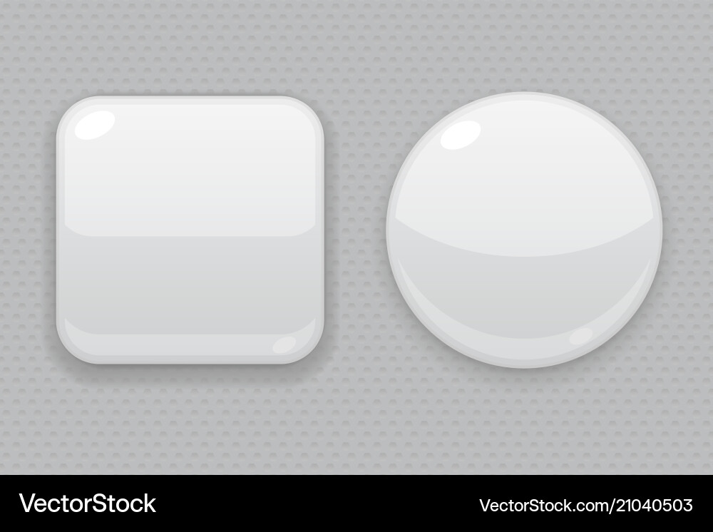 White web buttons on gray background square Vector Image
