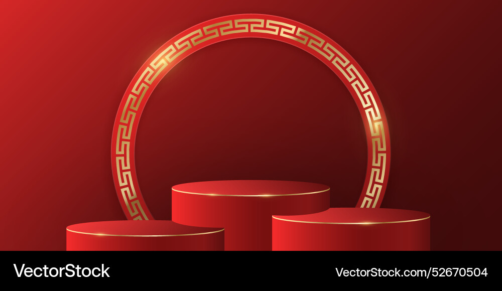 asiatischen Stil 3d Podium mit roter Wand zu zeigen Asiatischen Stil 3d Podium mit roter Wand zu zeigen vektorbild