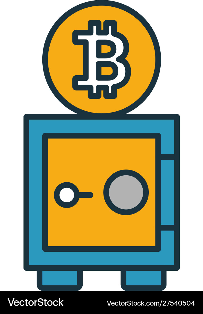 Bitcoin storage icon set four elements Bitcoin storage icon set four elements vector image