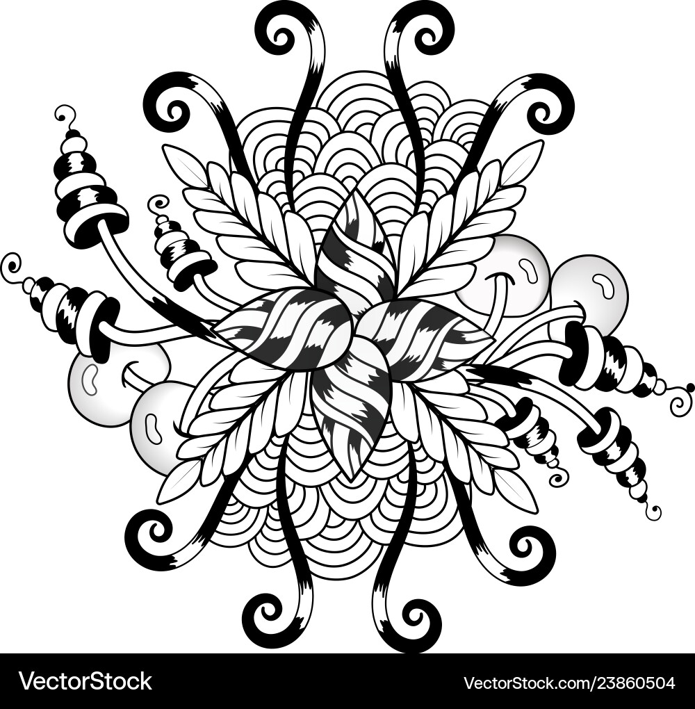 Black and white symmetrical circular pattern Black and white symmetrical circular pattern vector image