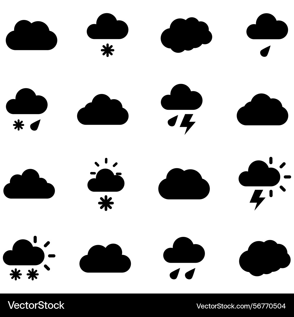 Clouds icons set of in different form Vector Image