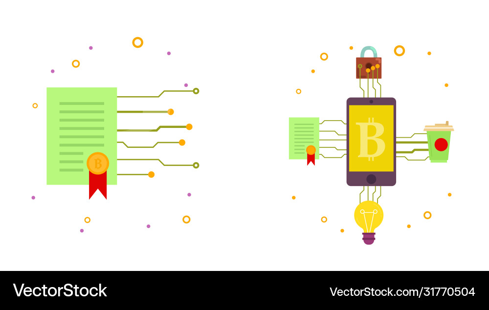 Cryptocurrency process and mining icons Vector Image