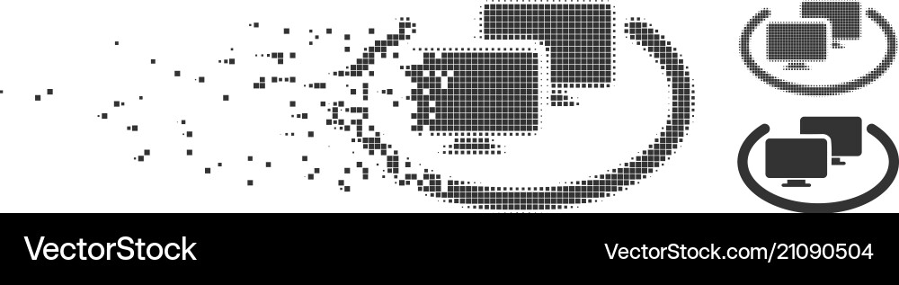 Disintegrating pixel halftone intranet computers Disintegrating pixel halftone intranet computers vector image