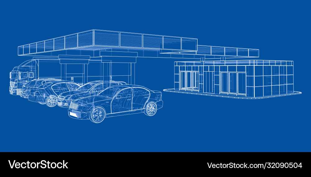 Elektroautoladestation mit Autos und LKW Elektroautoladestation mit Autos und LKW vektorbild