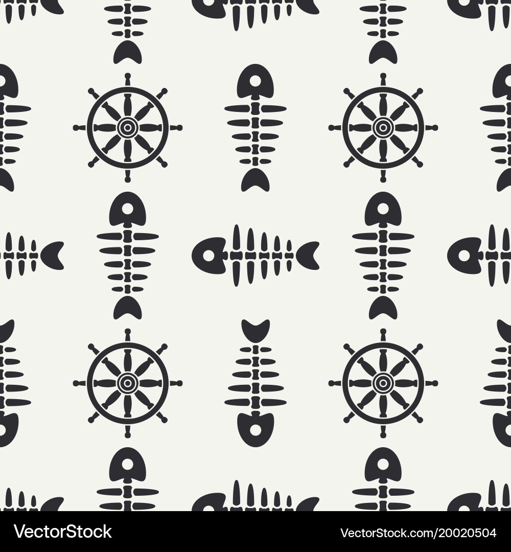 Flat line monochrome seamless pattern ocean vector image