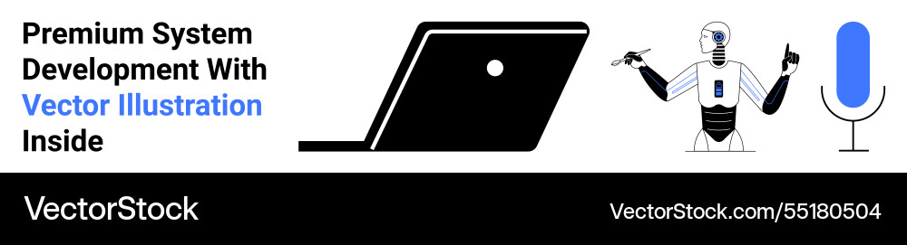 Futuristic robot programming with open laptop Futuristic robot programming with open laptop vector image