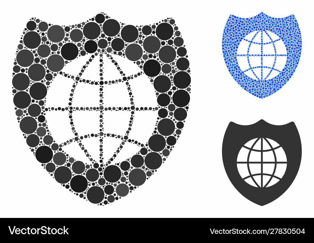 Global shield composition icon circle dots Global shield composition icon circle dots vector image