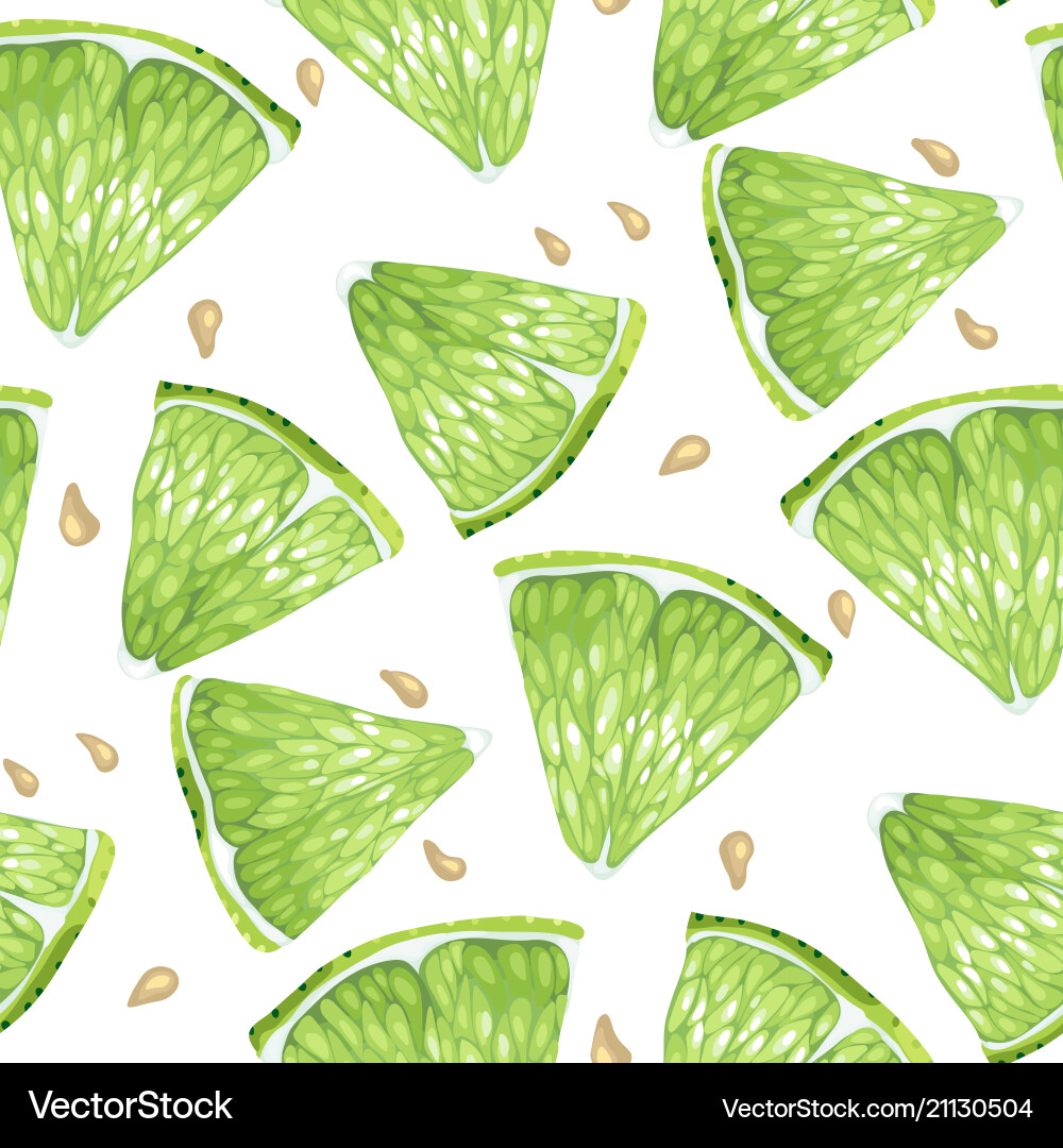 Lime slices and seeds seamless pattern set Lime slices and seeds seamless pattern set vector image