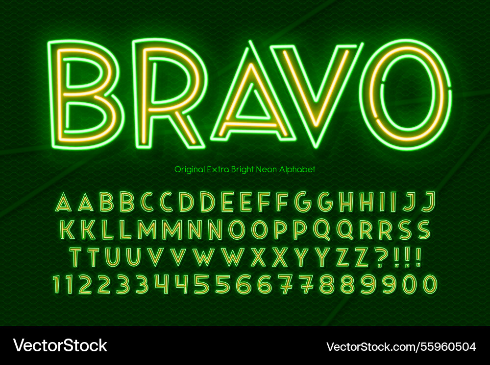 Neon light multicolored alphabet retro-futuristic Neon light multicolored alphabet retro-futuristic Vector Image