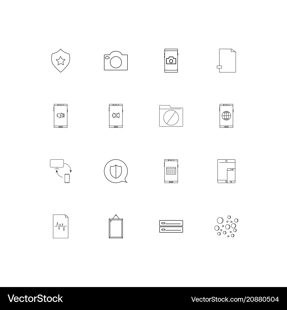 Network and database linear thin icons set vector image