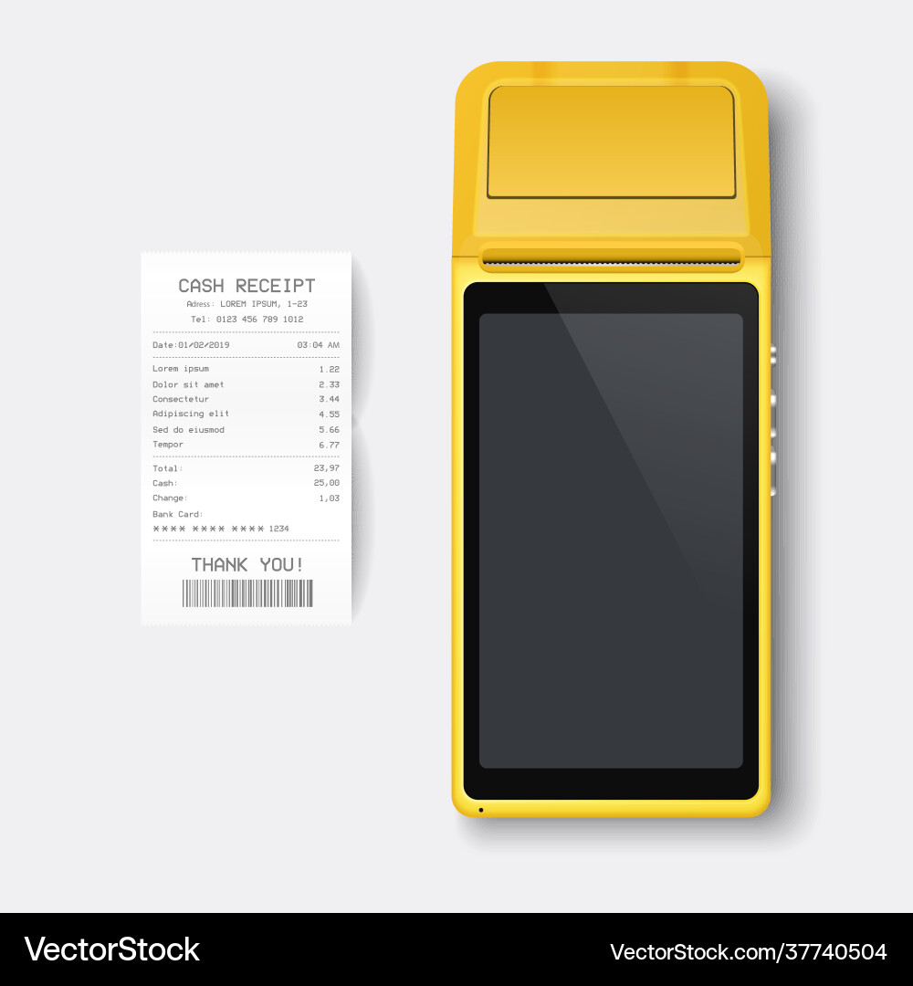 Realistic yellow 3d payment machine pos Realistic yellow 3d payment machine pos vector image